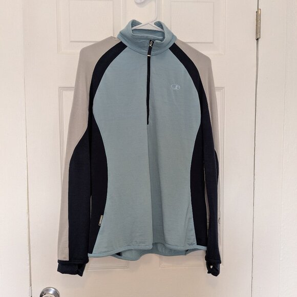 Icebreaker GT 260 Midweight Merino Wool 1/4 Zip Long Sleeve Women's Large Blue - Picture 1 of 16